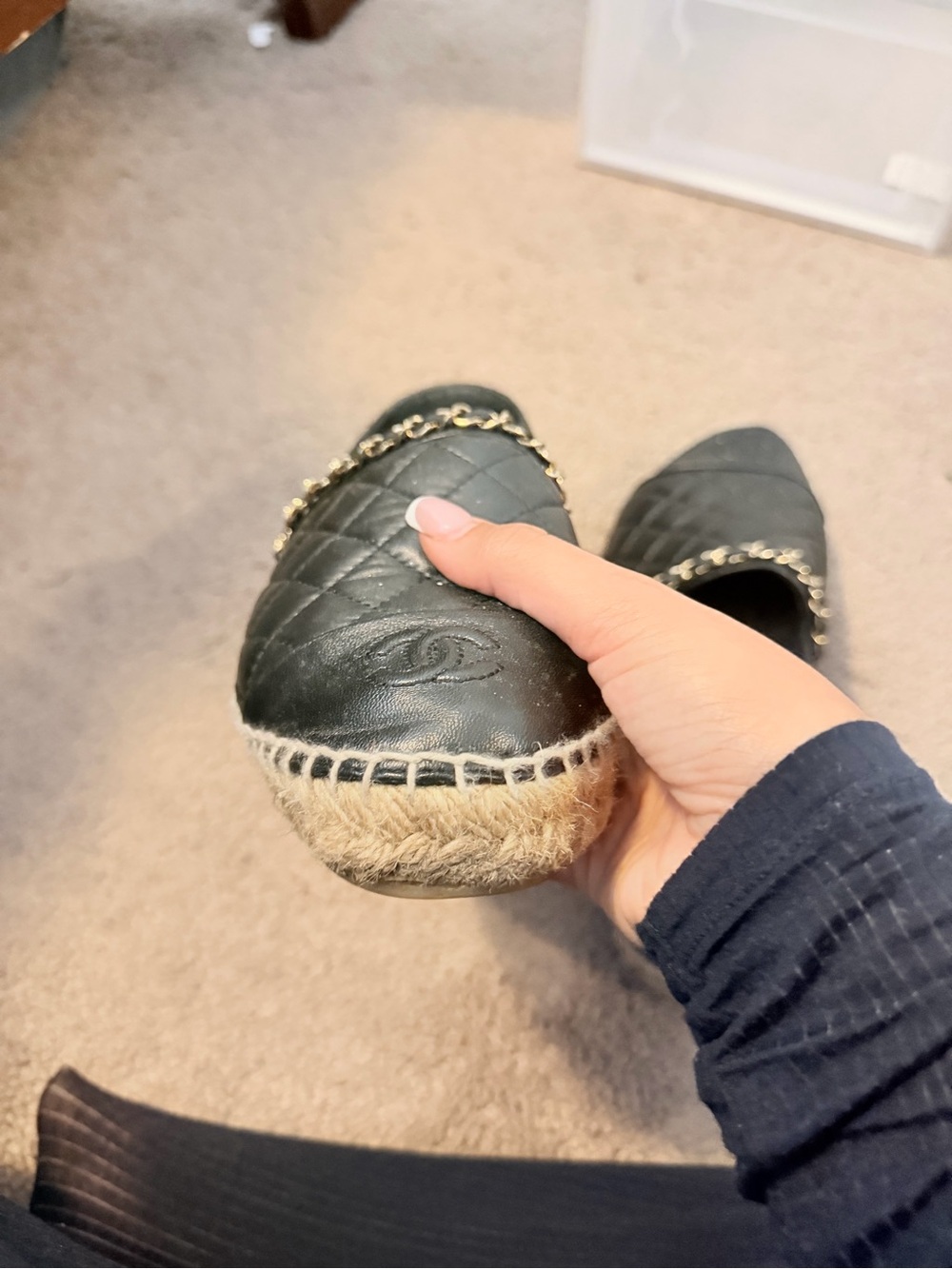Chanel Quilted Black Leather Espadrilles - Picture 7 of 9